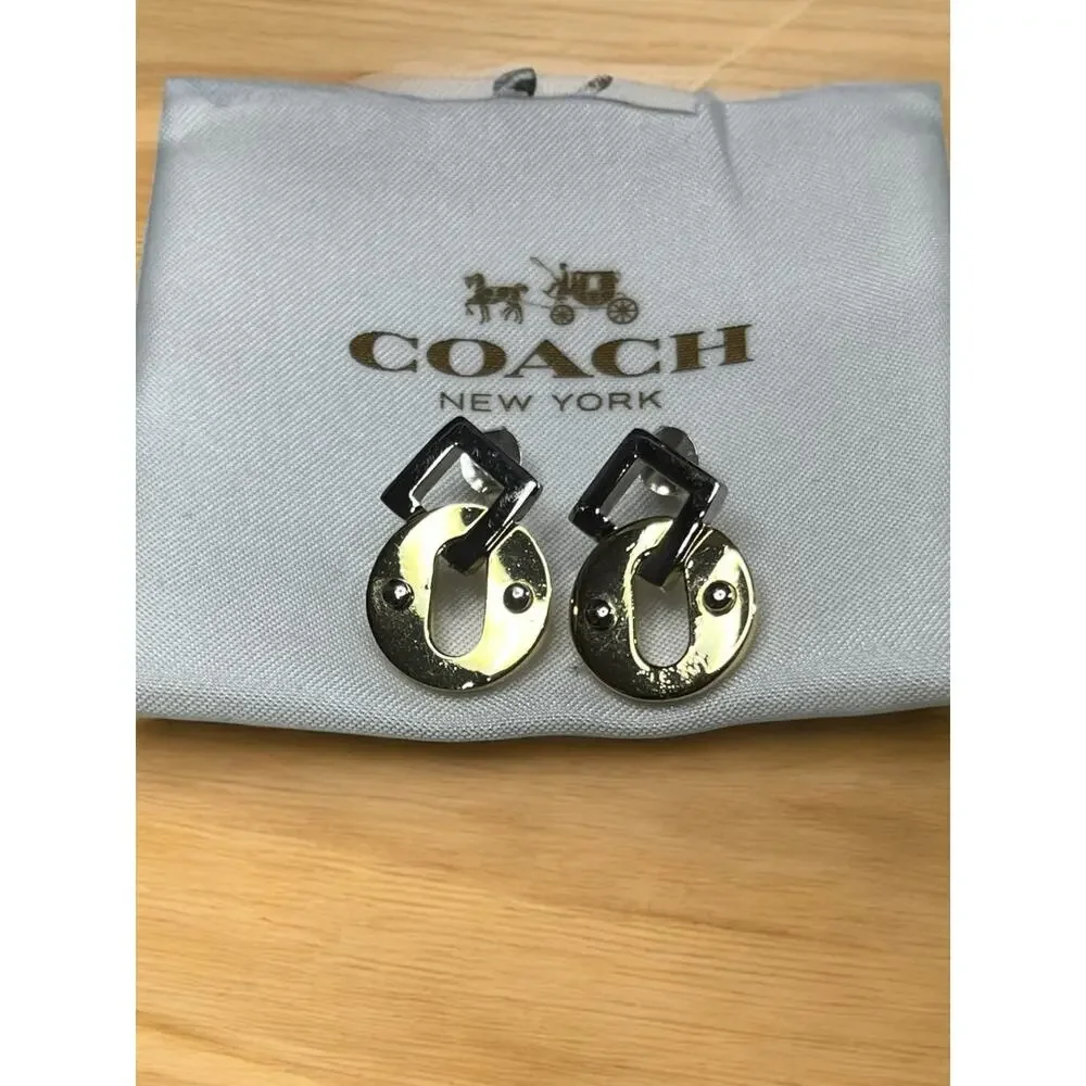 Coach 90288 Mixed Metal Geometric Drop Earrings - Picture 5 of 9